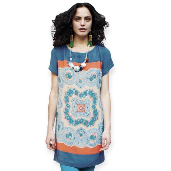 Anthropologie Meadow Rue Dress Women's Size Small 100% Silk Multi Colored Lined - Picture 1 of 10